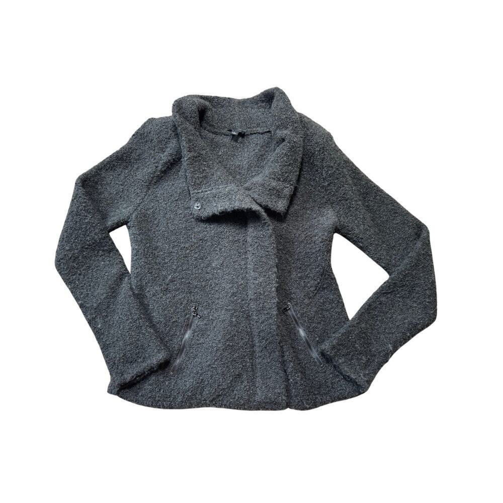 Ann Taylor Wool Blend Sweater, Size women's Large Dark Gray; full zip